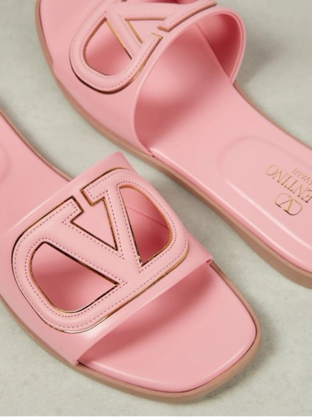 Valentino Pink Logo Slide Sandals